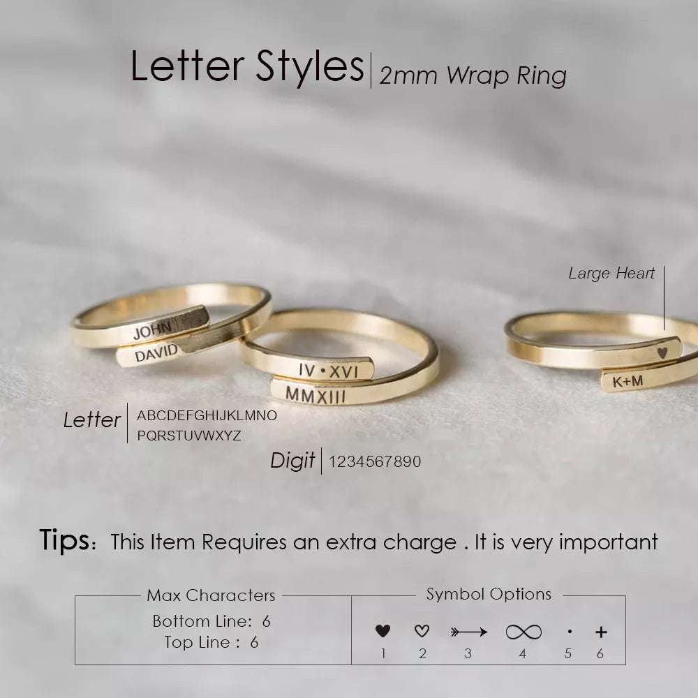 LOJAYENCustom Letter Stainless Steel Rings